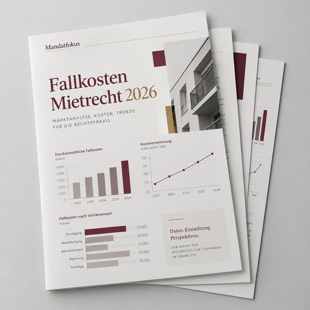 Gedruckter Report Fallkosten Mietrecht 2026 mit Diagrammen